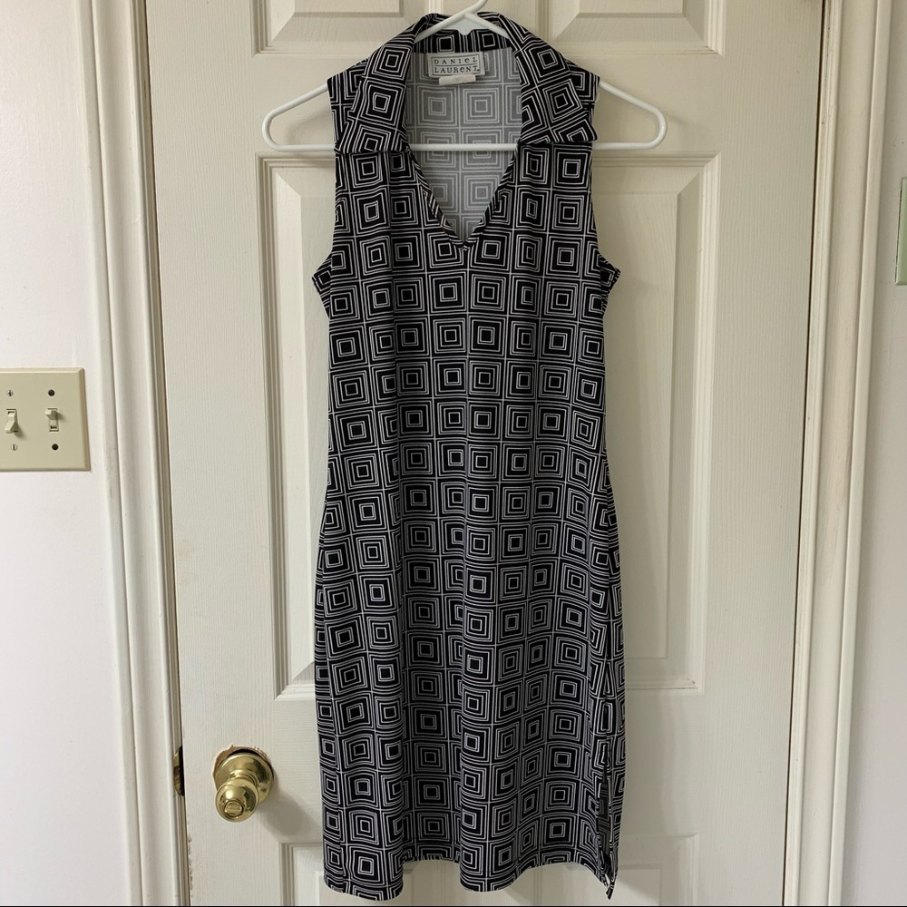 🌷3 for $25🌷Daniel Laurent, US S, Black & White Geometric Print Sleeveless Dress